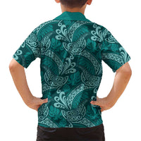 Teal Monstera Hawaiian Shirt Polynesian Tribal Pattern LT01 - Polynesian Pride