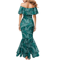 Teal Monstera Mermaid Dress Polynesian Tribal Pattern LT01 - Polynesian Pride