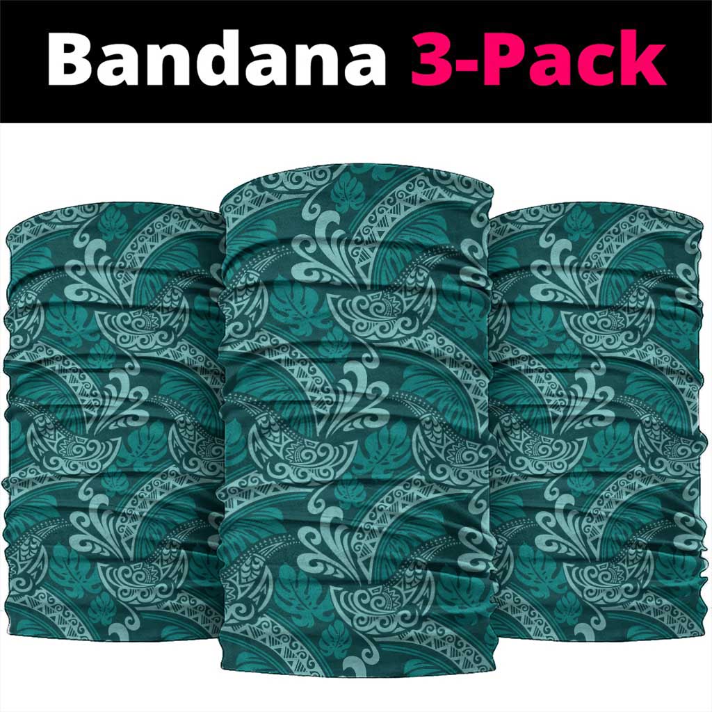 Teal Monstera Neck Gaiter Polynesian Tribal Pattern - Polynesian Pride