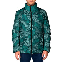 Teal Monstera Padded Jacket Polynesian Tribal Pattern LT01 Men Teal - Polynesian Pride