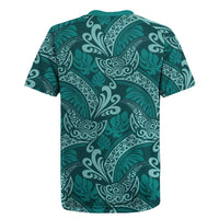 Teal Monstera Rugby Jersey Polynesian Tribal Pattern LT01 - Polynesian Pride