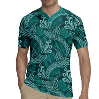 Teal Monstera Rugby Jersey Polynesian Tribal Pattern LT01 - Polynesian Pride