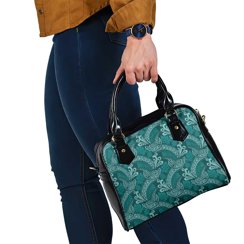 Teal Monstera Shoulder Handbag Polynesian Tribal Pattern LT01 - Polynesian Pride