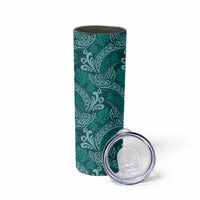 Teal Monstera Skinny Tumbler Polynesian Tribal Pattern LT01 - Polynesian Pride