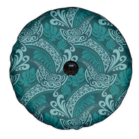 Teal Monstera Spare Tire Cover Polynesian Tribal Pattern LT01 - Polynesian Pride