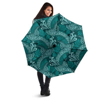 Teal Monstera Umbrella Polynesian Tribal Pattern - Polynesian Pride