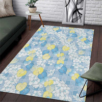 Anthurium Plumeria Lei Pastel Area Rug Blue Hawaiian Splendid Palaka LT01 Blue - Polynesian Pride