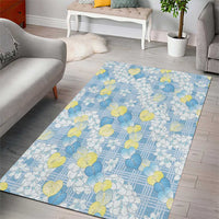 Anthurium Plumeria Lei Pastel Area Rug Blue Hawaiian Splendid Palaka LT01 - Polynesian Pride