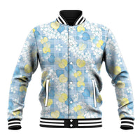 Anthurium Plumeria Lei Pastel Baseball Jacket Blue Hawaiian Splendid Palaka