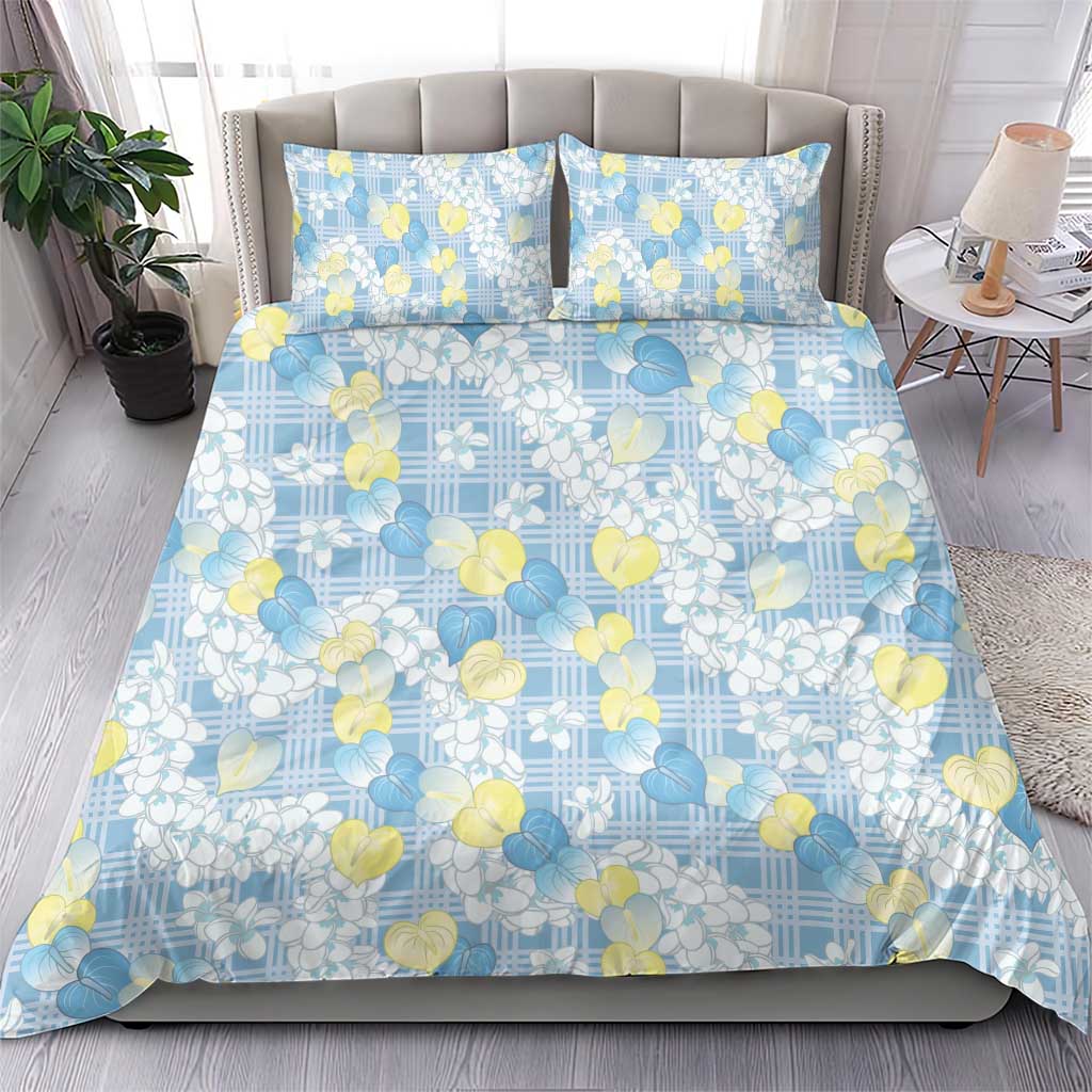 Anthurium Plumeria Lei Pastel Bedding Set Blue Hawaiian Splendid Palaka