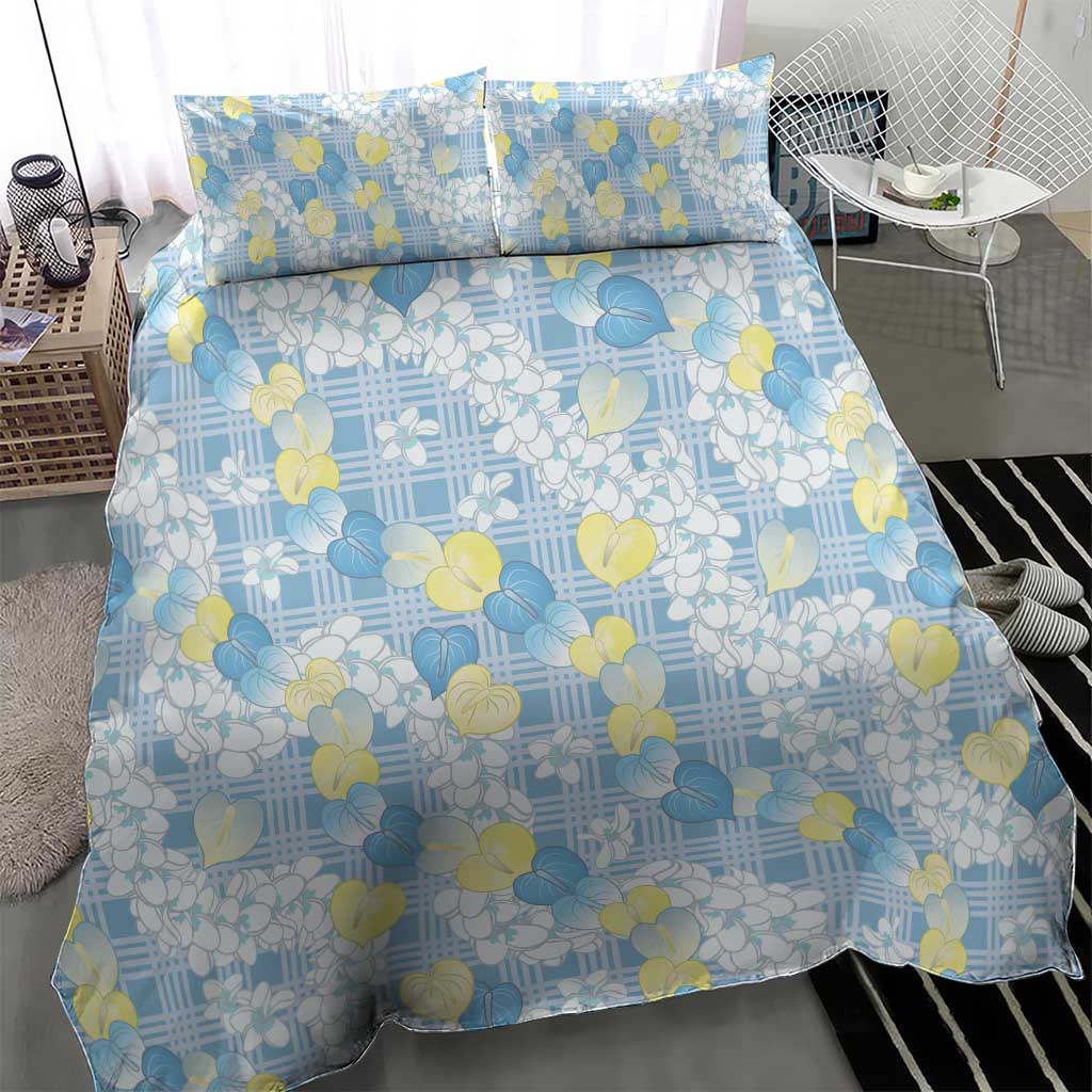 Anthurium Plumeria Lei Pastel Bedding Set Blue Hawaiian Splendid Palaka