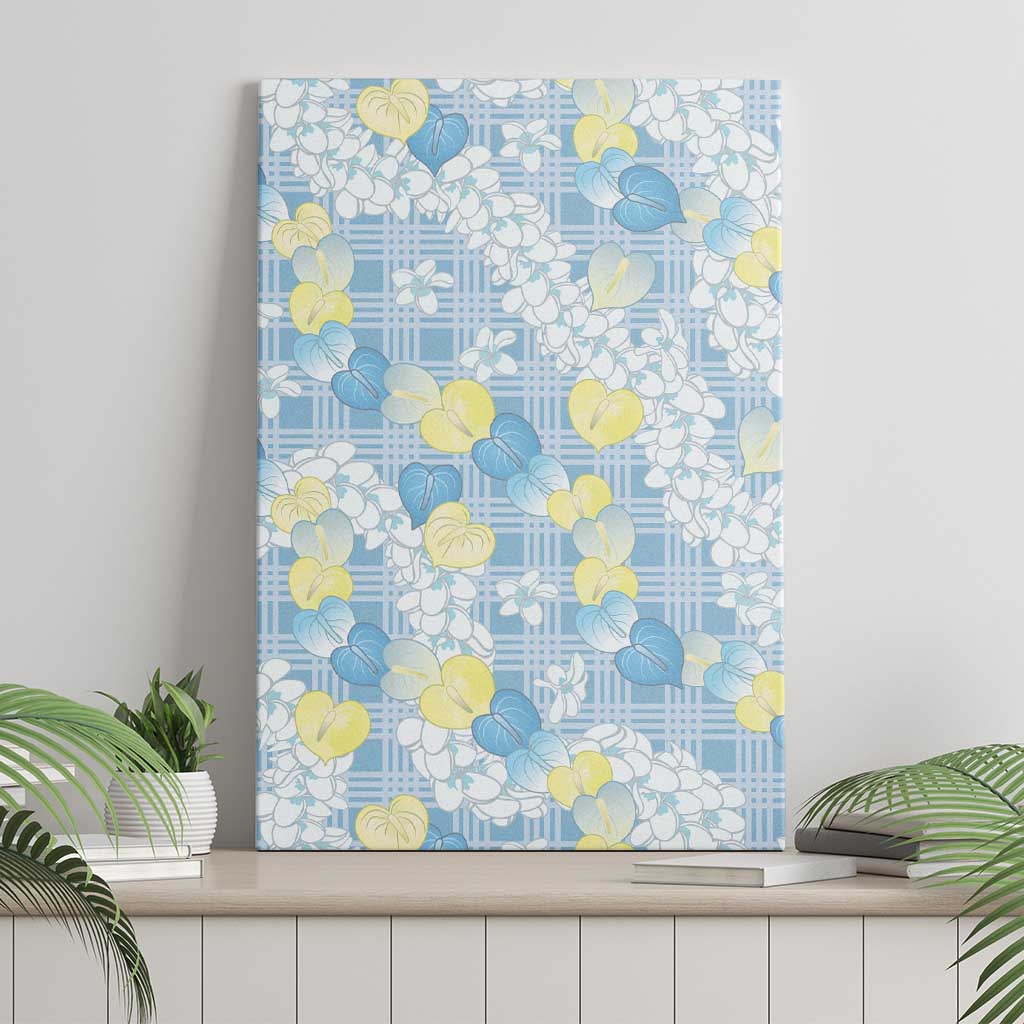 Anthurium Plumeria Lei Pastel Canvas Wall Art Blue Hawaiian Splendid Palaka