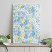 Anthurium Plumeria Lei Pastel Canvas Wall Art Blue Hawaiian Splendid Palaka