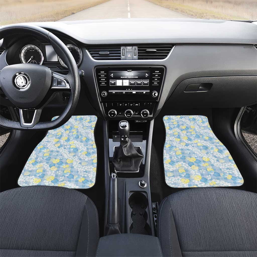 Anthurium Plumeria Lei Pastel Car Mats Blue Hawaiian Splendid Palaka