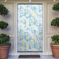 Anthurium Plumeria Lei Pastel Door Cover Blue Hawaiian Splendid Palaka LT01 Blue - Polynesian Pride