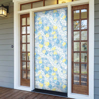 Anthurium Plumeria Lei Pastel Door Cover Blue Hawaiian Splendid Palaka LT01 - Polynesian Pride