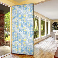 Anthurium Plumeria Lei Pastel Door Cover Blue Hawaiian Splendid Palaka LT01 - Polynesian Pride