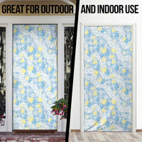 Anthurium Plumeria Lei Pastel Door Cover Blue Hawaiian Splendid Palaka LT01 - Polynesian Pride