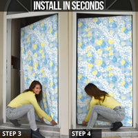 Anthurium Plumeria Lei Pastel Door Cover Blue Hawaiian Splendid Palaka LT01 - Polynesian Pride
