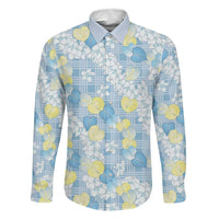 Anthurium Plumeria Lei Pastel Family Matching Puletasi and Hawaiian Shirt Blue Hawaiian Splendid Palaka