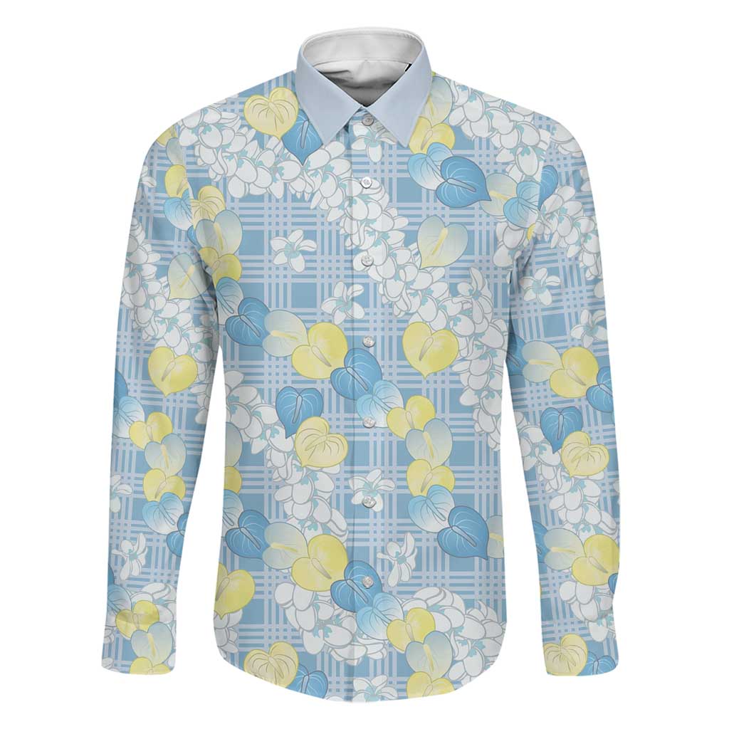 Anthurium Plumeria Lei Pastel Family Matching Tank Maxi Dress and Hawaiian Shirt Blue Hawaiian Splendid Palaka