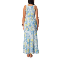 Anthurium Plumeria Lei Pastel Family Matching Tank Maxi Dress and Hawaiian Shirt Blue Hawaiian Splendid Palaka
