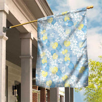 Anthurium Plumeria Lei Pastel Garden Flag Blue Hawaiian Splendid Palaka LT01 House Flag Blue - Polynesian Pride