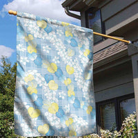 Anthurium Plumeria Lei Pastel Garden Flag Blue Hawaiian Splendid Palaka LT01 - Polynesian Pride