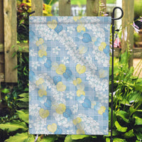 Anthurium Plumeria Lei Pastel Garden Flag Blue Hawaiian Splendid Palaka LT01 Garden Flag Blue - Polynesian Pride