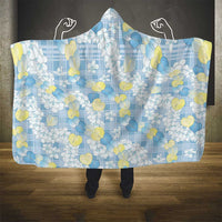 Anthurium Plumeria Lei Pastel Hooded Blanket Blue Hawaiian Splendid Palaka LT01 - Polynesian Pride