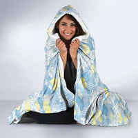 Anthurium Plumeria Lei Pastel Hooded Blanket Blue Hawaiian Splendid Palaka LT01 - Polynesian Pride