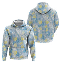 Anthurium Plumeria Lei Pastel Hoodie Blue Hawaiian Splendid Palaka