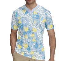 Anthurium Plumeria Lei Pastel Rugby Jersey Blue Hawaiian Splendid Palaka