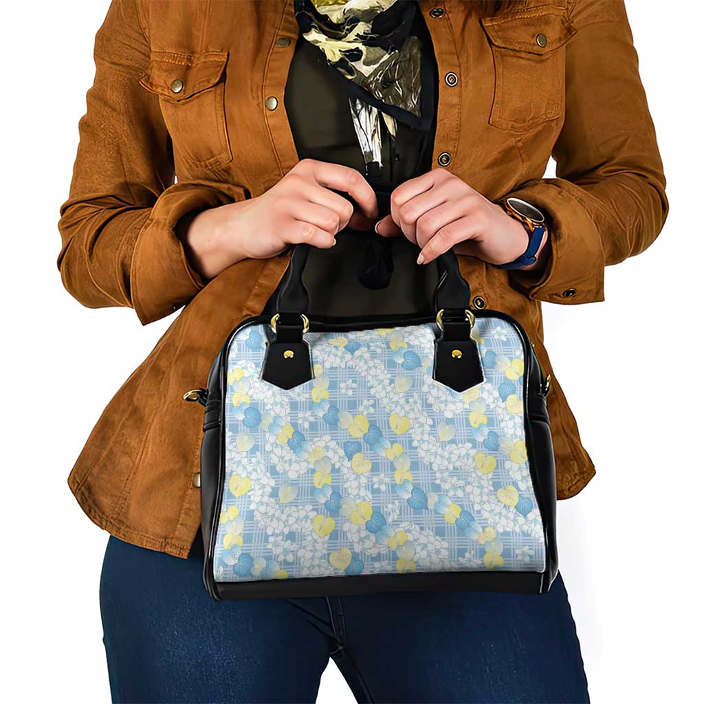 Anthurium Plumeria Lei Pastel Shoulder Handbag Blue Hawaiian Splendid Palaka