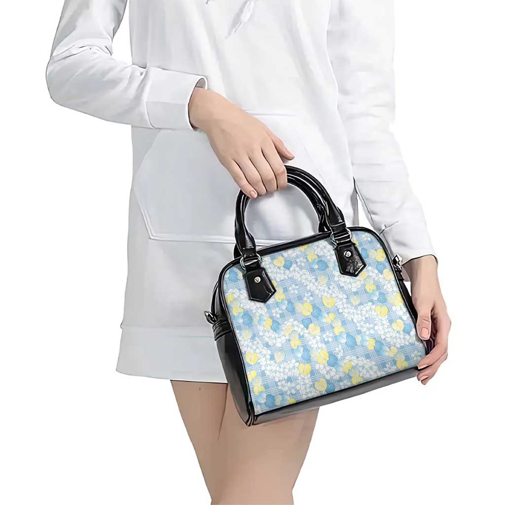 Anthurium Plumeria Lei Pastel Shoulder Handbag Blue Hawaiian Splendid Palaka