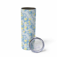 Anthurium Plumeria Lei Pastel Skinny Tumbler Blue Hawaiian Splendid Palaka