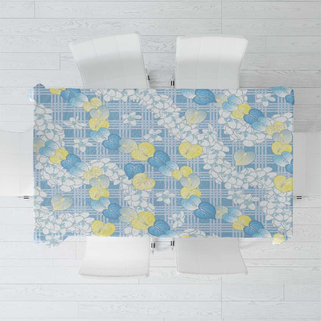 Anthurium Plumeria Lei Pastel Tablecloth Blue Hawaiian Splendid Palaka