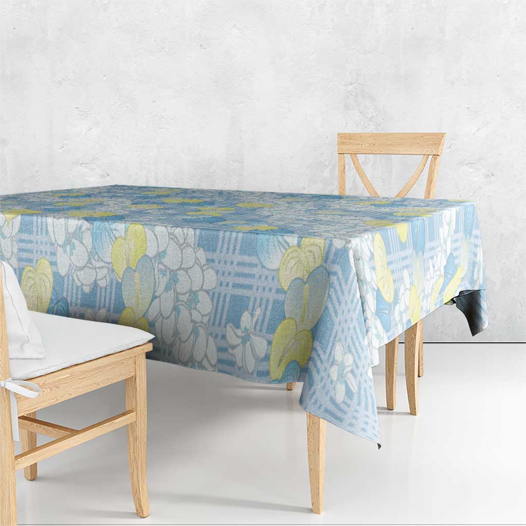 Anthurium Plumeria Lei Pastel Tablecloth Blue Hawaiian Splendid Palaka
