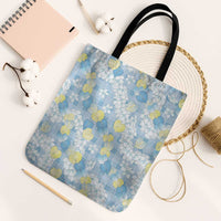 Anthurium Plumeria Lei Pastel Tote Bag Blue Hawaiian Splendid Palaka LT01 Black Strap One Size Blue - Polynesian Pride