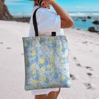 Anthurium Plumeria Lei Pastel Tote Bag Blue Hawaiian Splendid Palaka LT01 - Polynesian Pride