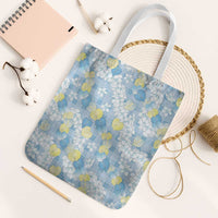 Anthurium Plumeria Lei Pastel Tote Bag Blue Hawaiian Splendid Palaka LT01 White Strap One Size Blue - Polynesian Pride