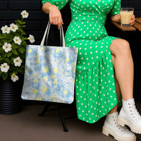 Anthurium Plumeria Lei Pastel Tote Bag Blue Hawaiian Splendid Palaka LT01 - Polynesian Pride