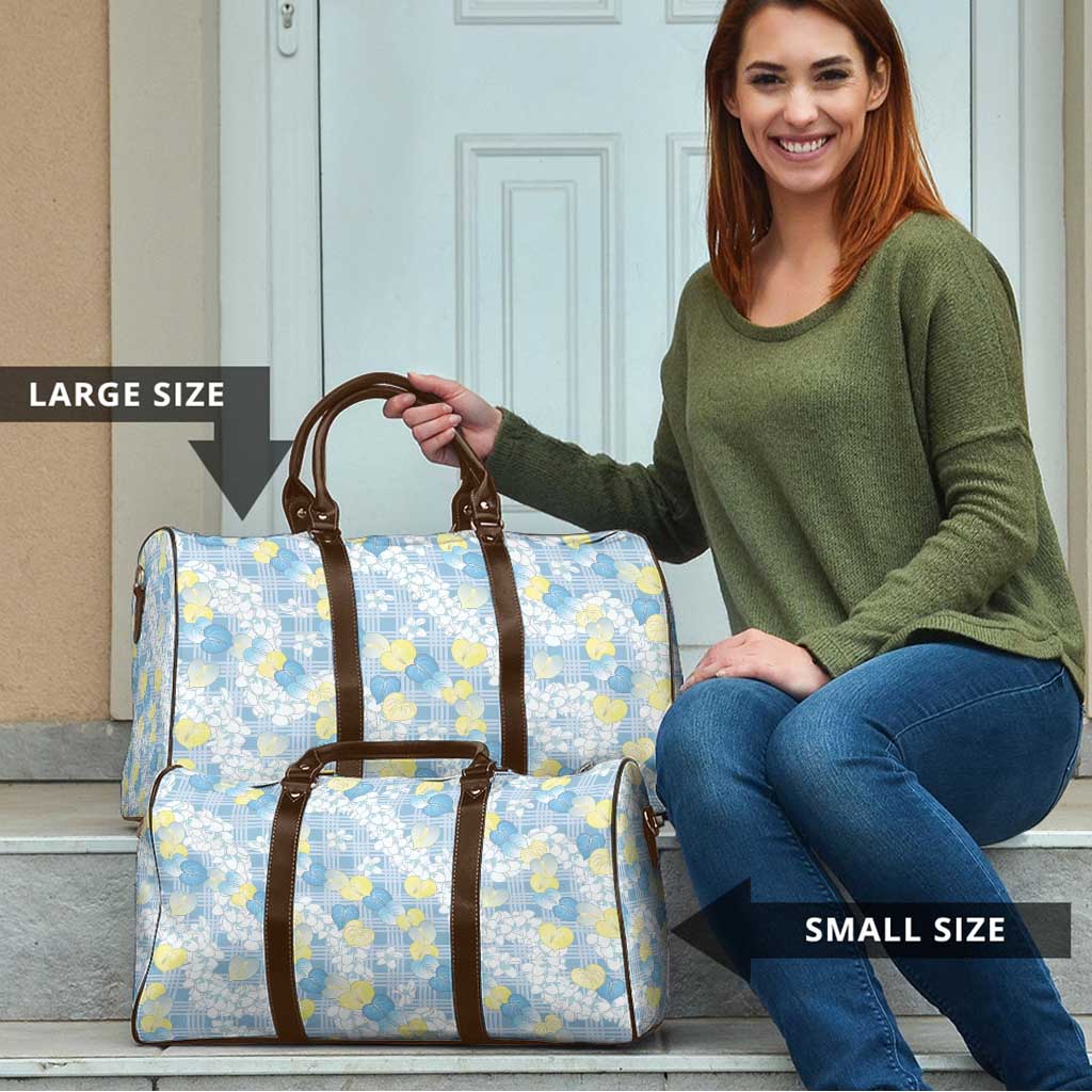 Anthurium Plumeria Lei Pastel Travel Bag Blue Hawaiian Splendid Palaka LT01 - Polynesian Pride