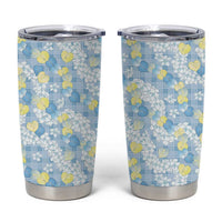 Anthurium Plumeria Lei Pastel Tumbler Cup Blue Hawaiian Splendid Palaka