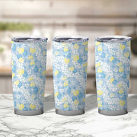 Anthurium Plumeria Lei Pastel Tumbler Cup Blue Hawaiian Splendid Palaka