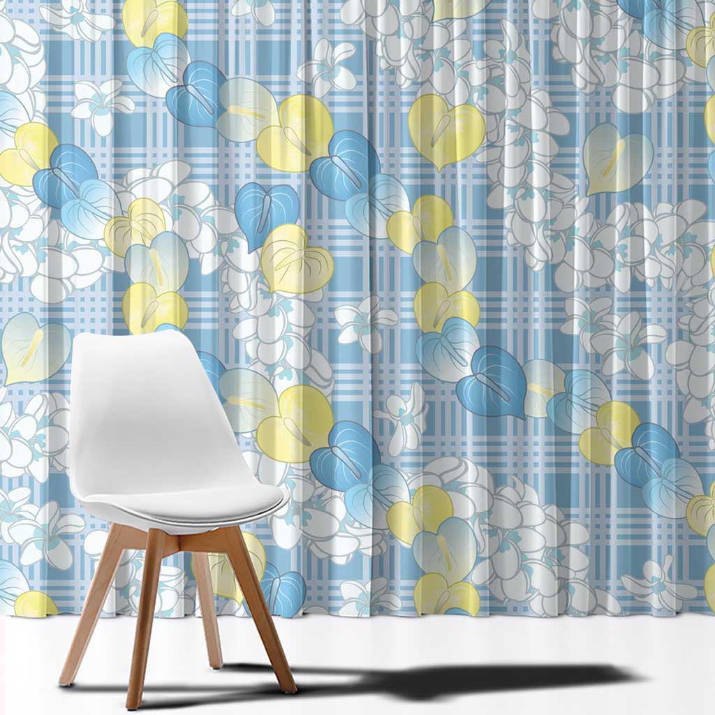 Anthurium Plumeria Lei Pastel Window Curtain Blue Hawaiian Splendid Palaka