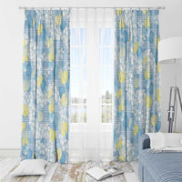 Anthurium Plumeria Lei Pastel Window Curtain Blue Hawaiian Splendid Palaka