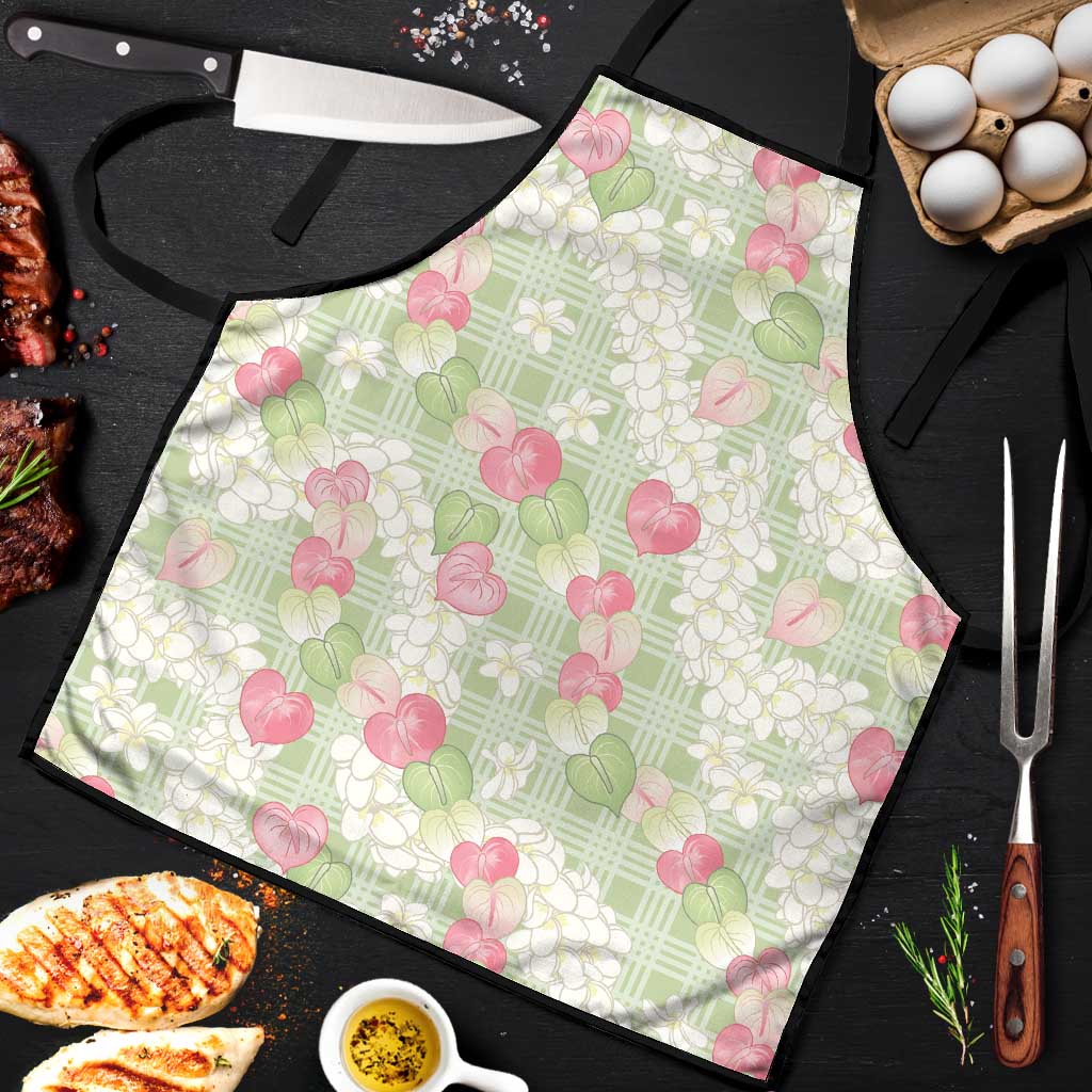 Anthurium Plumeria Lei Pastel Apron Green Hawaiian Splendid Palaka