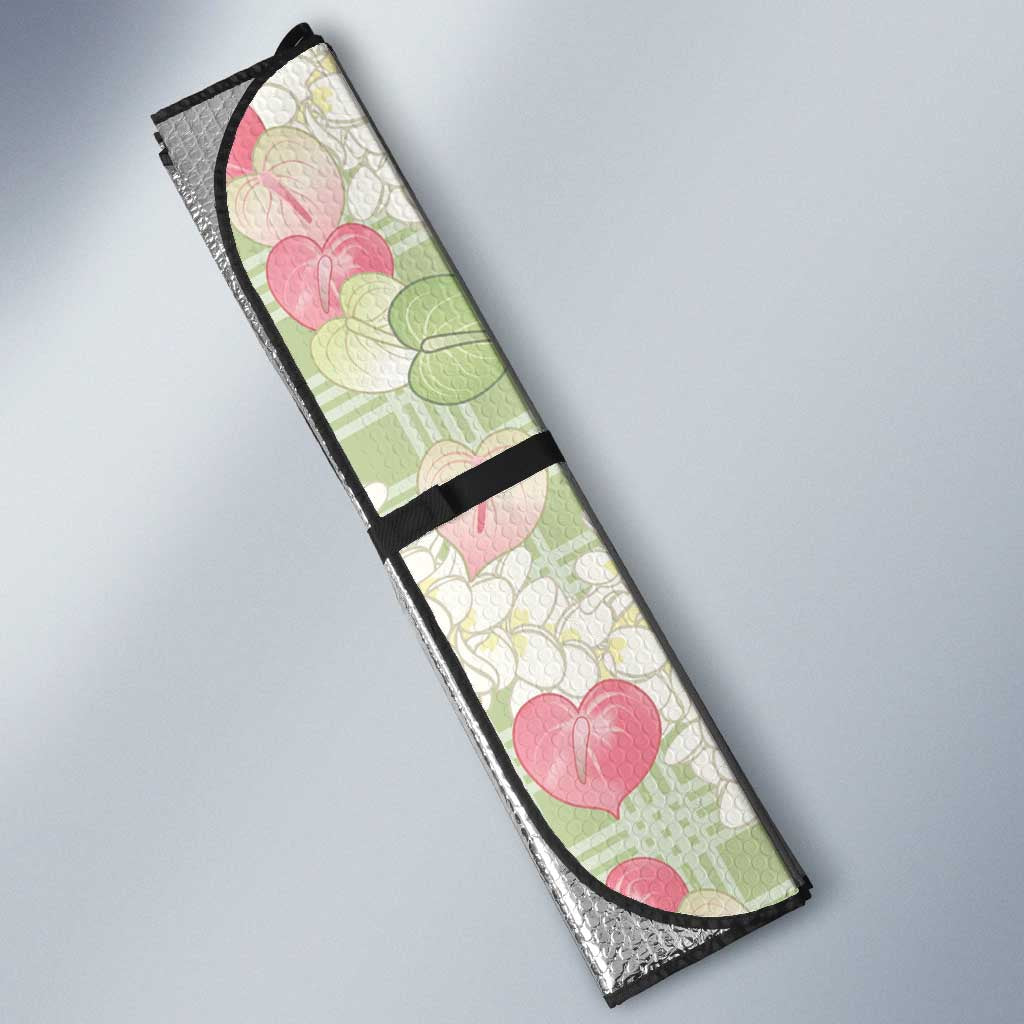 Anthurium Plumeria Lei Pastel Auto Sun Shade Green Hawaiian Splendid Palaka LT01 - Polynesian Pride