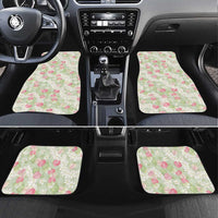 Anthurium Plumeria Lei Pastel Car Mats Green Hawaiian Splendid Palaka LT01 Set 4pcs Green - Polynesian Pride